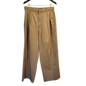 J Peterman Company | High Rise Wide Leg Pleated Pants Tan Brown